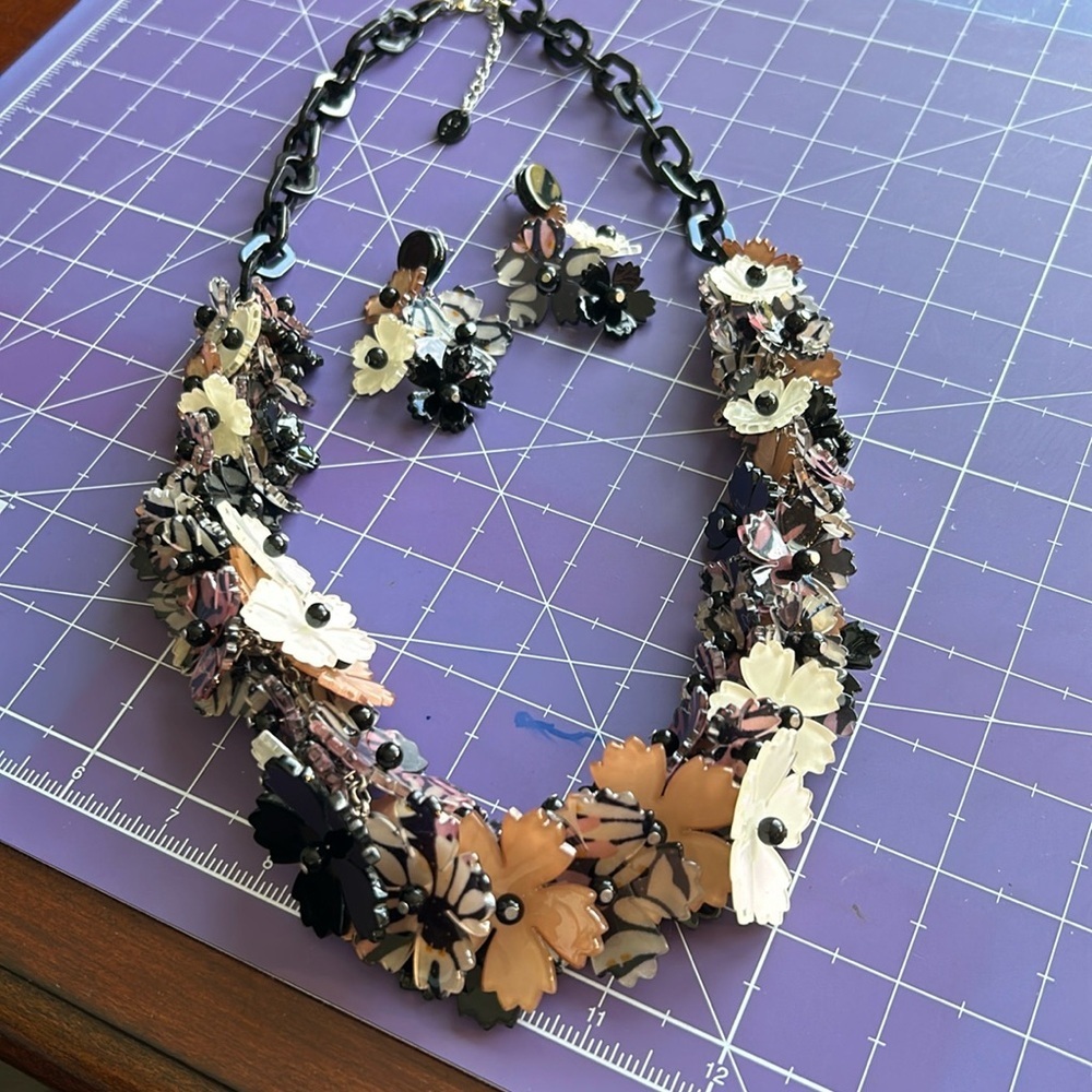 Vintage estate piece by R.J. Graziano chunky floral earthtone statement piece